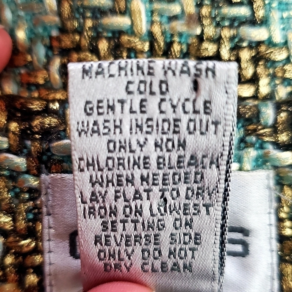 Chico's Gold & Blue Woven Zip Blazer Jacket - Picture 8 of 9
